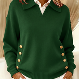 Vicenta™ | Sweter z Kołnierzem Polo i Guzikami