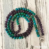 Narukvica od 108 Prirodnih Amethyst i Chrysocolla Perli