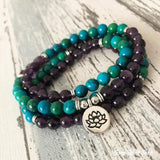 Narukvica od 108 Prirodnih Amethyst i Chrysocolla Perli
