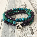 Narukvica od 108 Prirodnih Amethyst i Chrysocolla Perli
