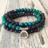Narukvica od 108 Prirodnih Amethyst i Chrysocolla Perli