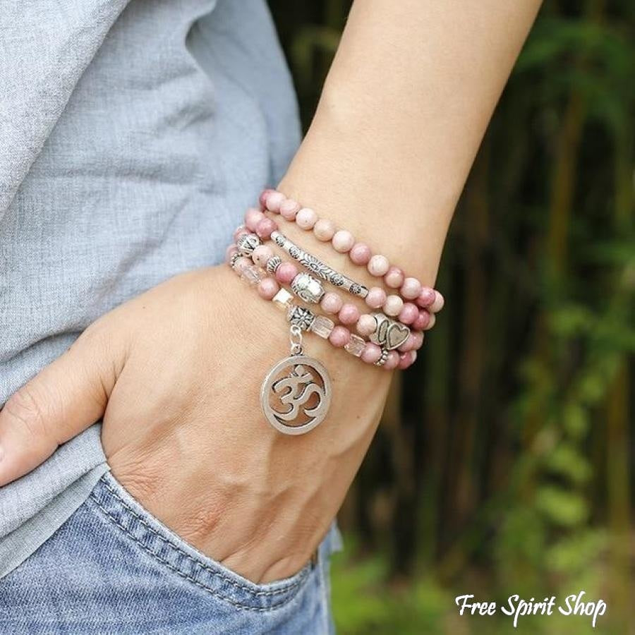 108 Prirodnih Rhodonitnih i Spiritualnih Amulet Perli