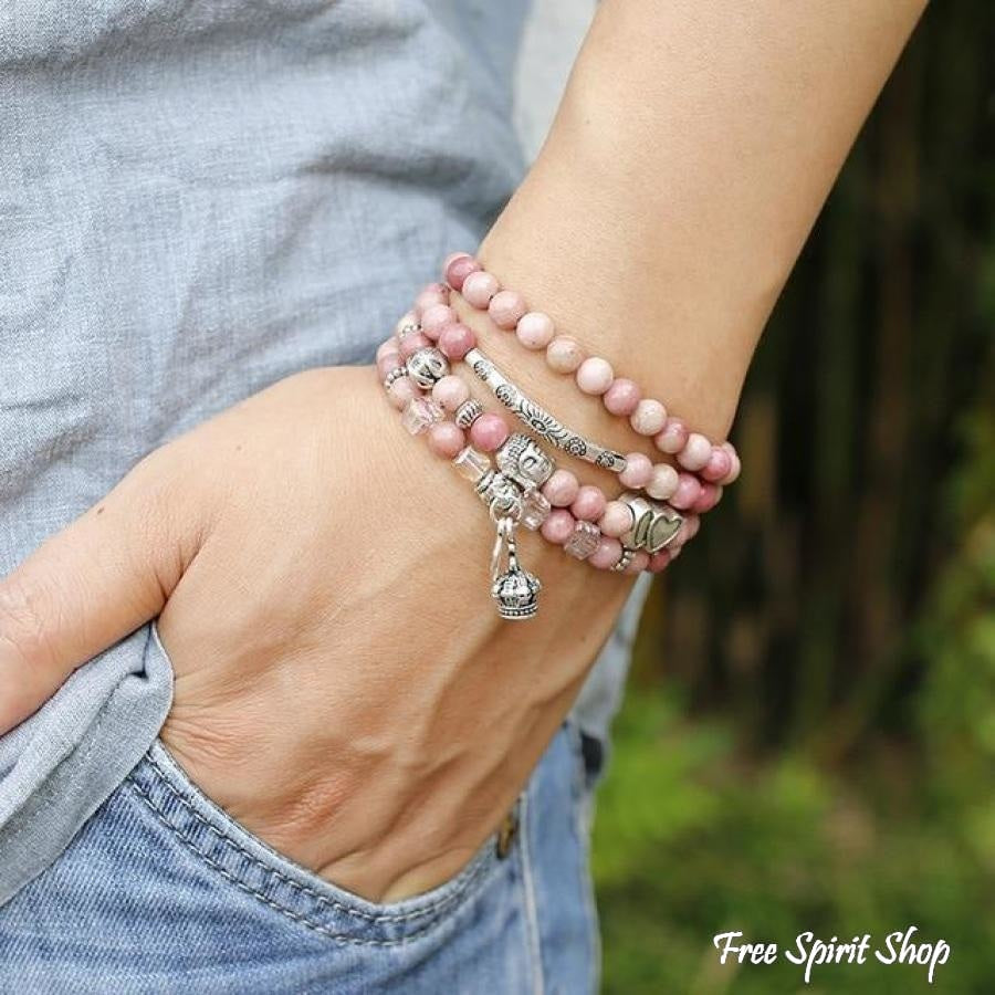 108 Prirodnih Rhodonitnih i Spiritualnih Amulet Perli
