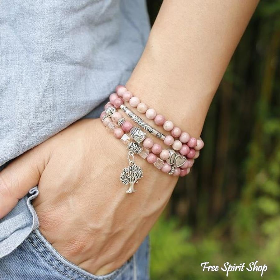 108 Prirodnih Rhodonitnih i Spiritualnih Amulet Perli