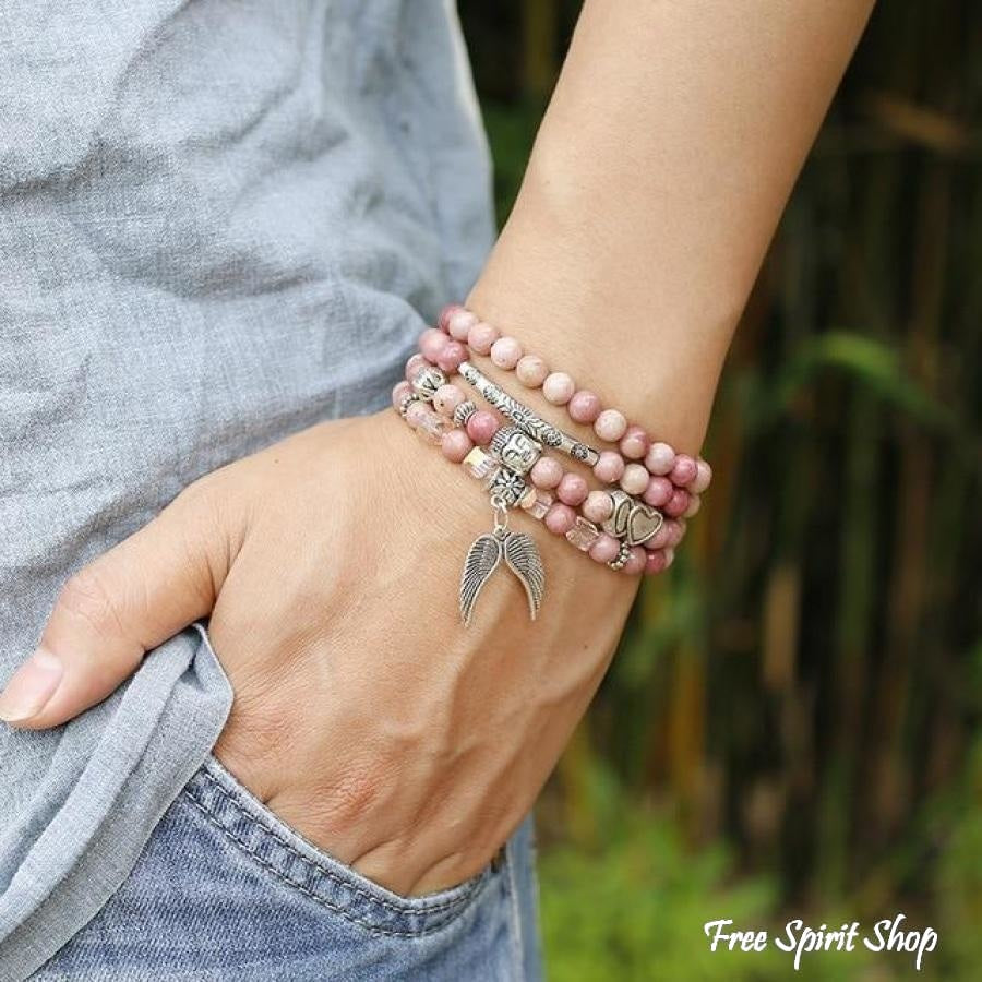108 Prirodnih Rhodonitnih i Spiritualnih Amulet Perli