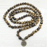 108 Prirodnih Tiger Eye Kamenčića Mala Ogrlica sa Perlama