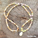 108 Bead Jade Sunstone & Rose Opal Mala Necklace / Bracelet