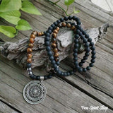 108 Tiger Eye & Matte Black Onyx Mala Necklace