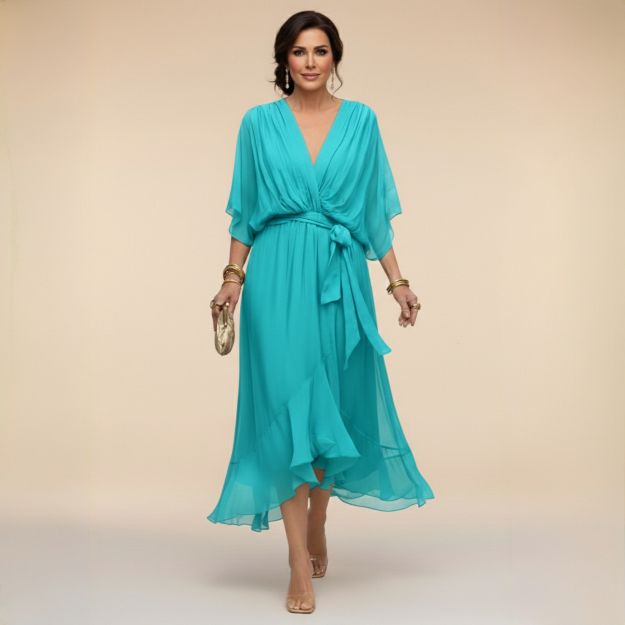 Jessica - Elegantna Haljina s V-Izrezom