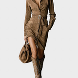 Zelena | Midi-Suede haljina