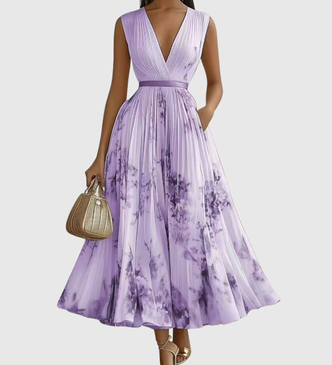 Rowella - Elegantna Maxi Haljina s Plisiranim Detaljima