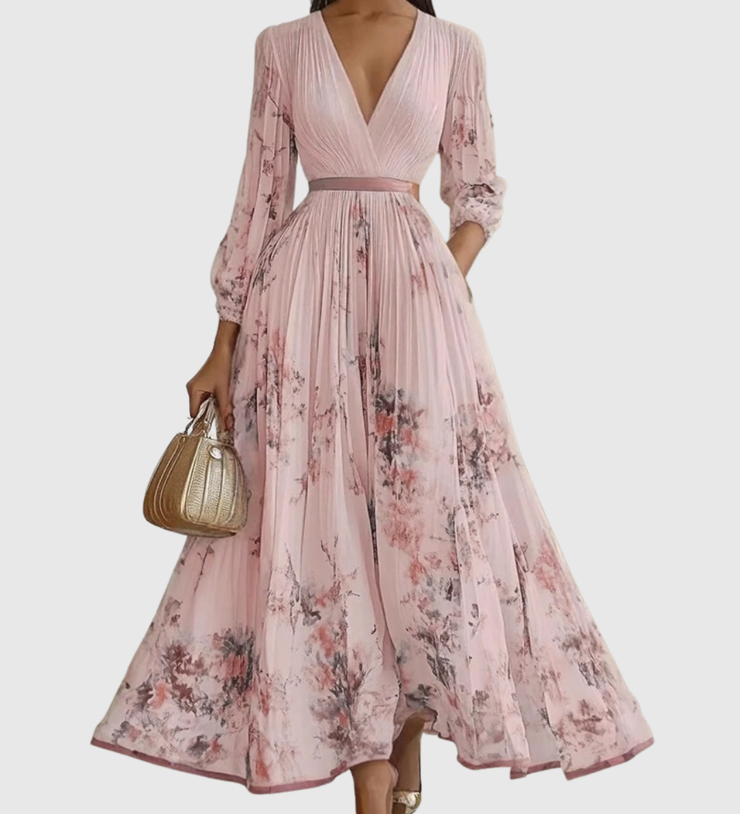 Rowella - Elegantna Maxi Haljina s Plisiranim Detaljima