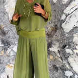 Larisa – Elegantan letnji komplet sa širokim pantalonama