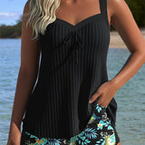 Prugasti dvodelni tankini za plažu
