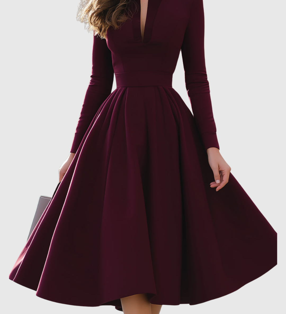 Avelina - Midi Dress with V-Neck