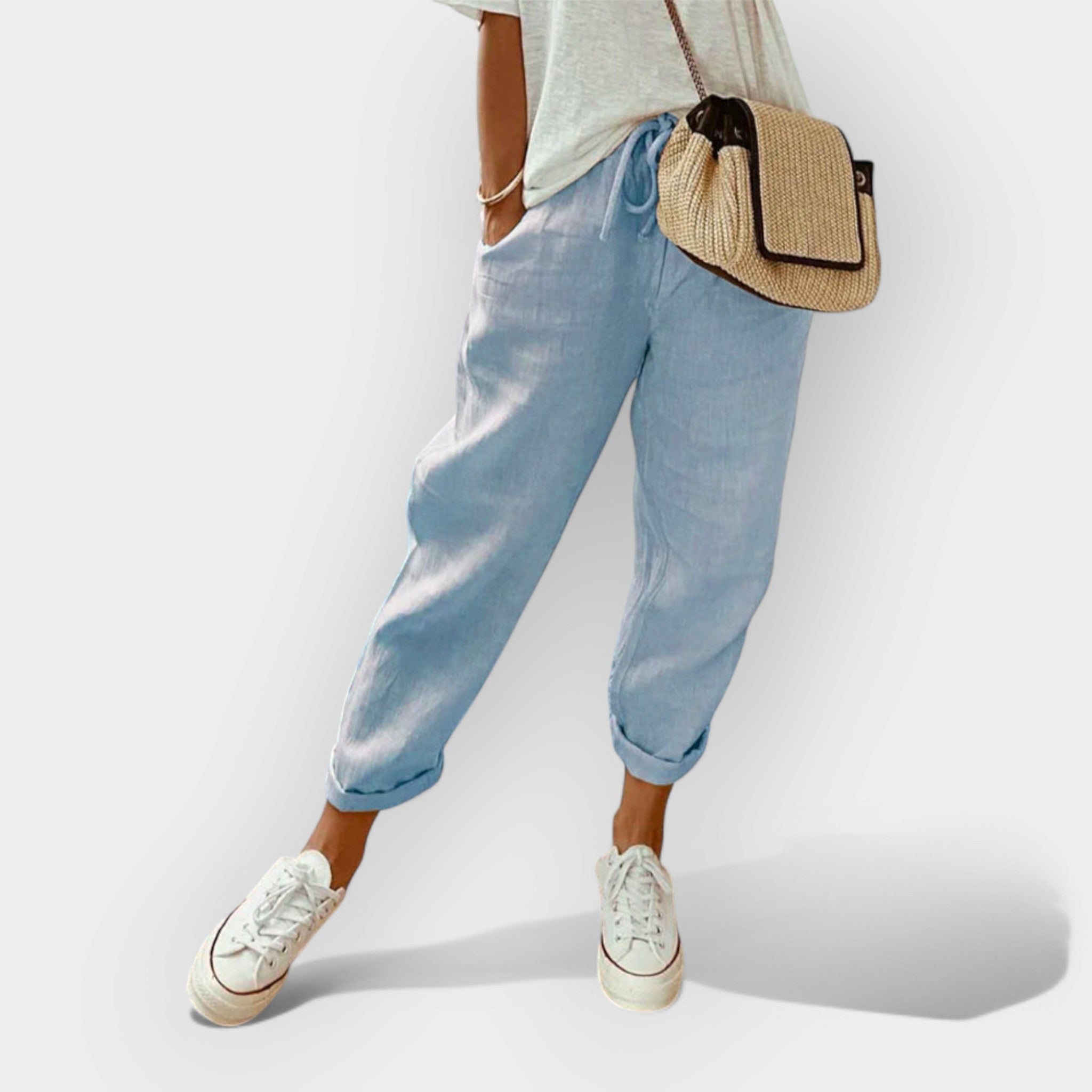 Helga | Stilizovane ležerne lanene pantalone