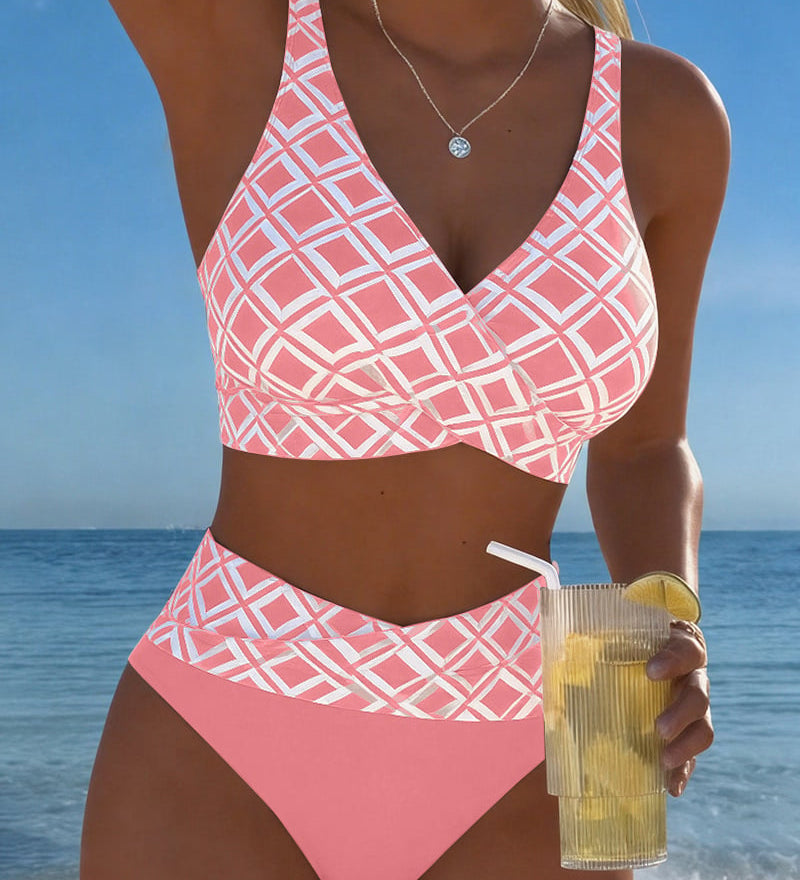 Bikini set sa postavom i dijamantskim uzorkom