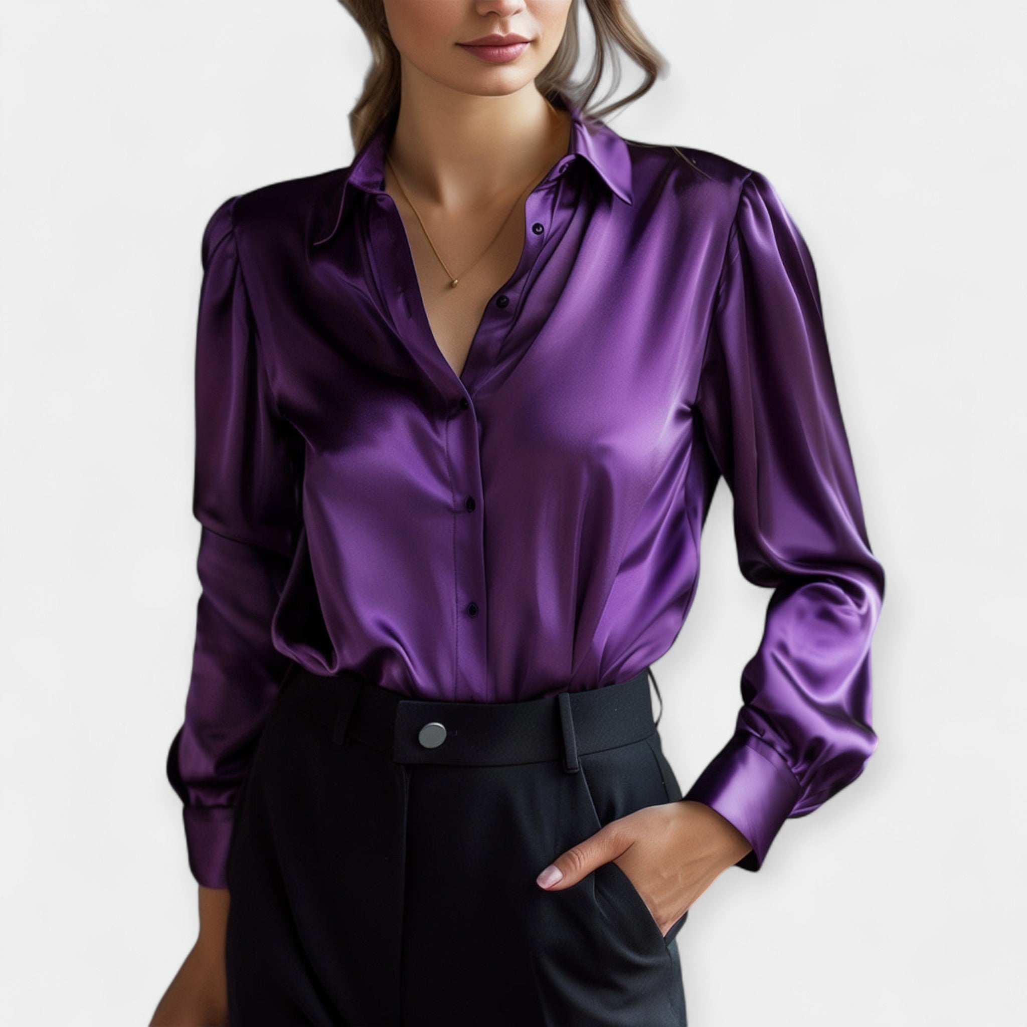 Tuva | Satenska bluza sa kragnom