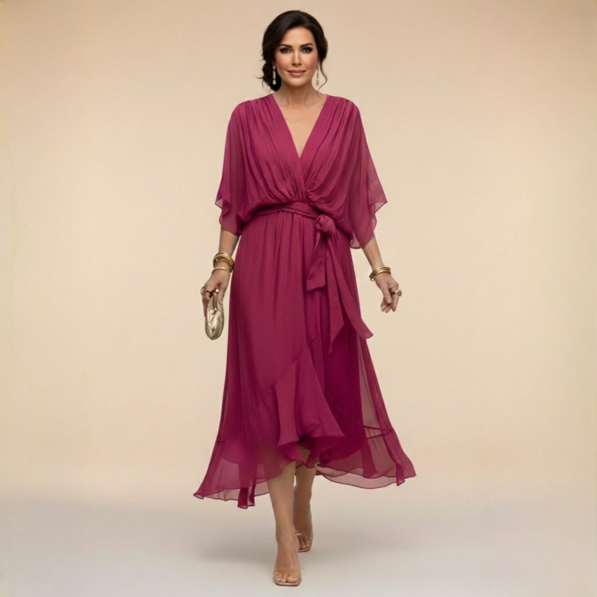 Jessica - Elegantna Haljina s V-Izrezom