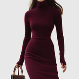 Izabel | Burgundska haljina s rolkom