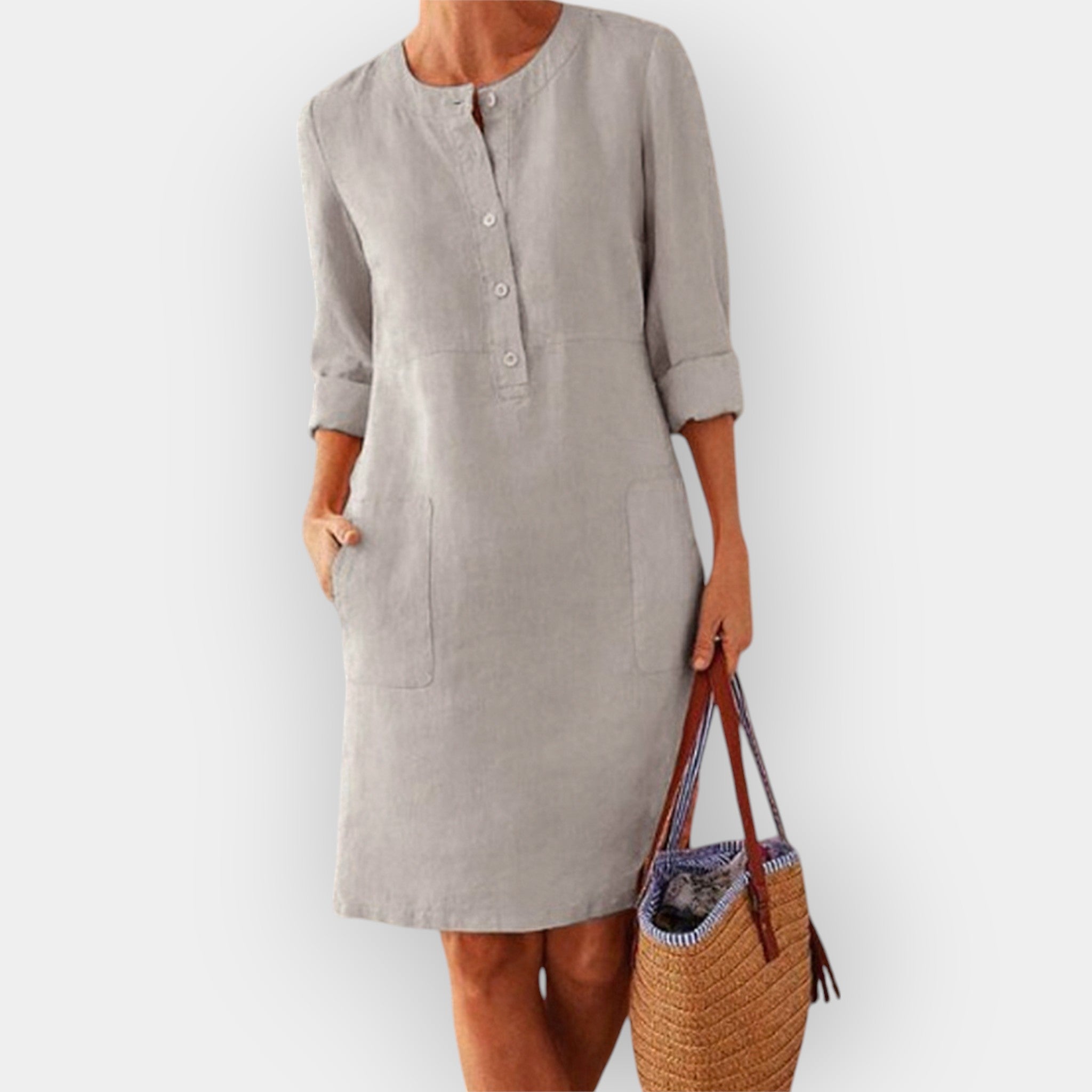 Clara | Elegantna midi haljina od pamuka sa jednostavnim stilom