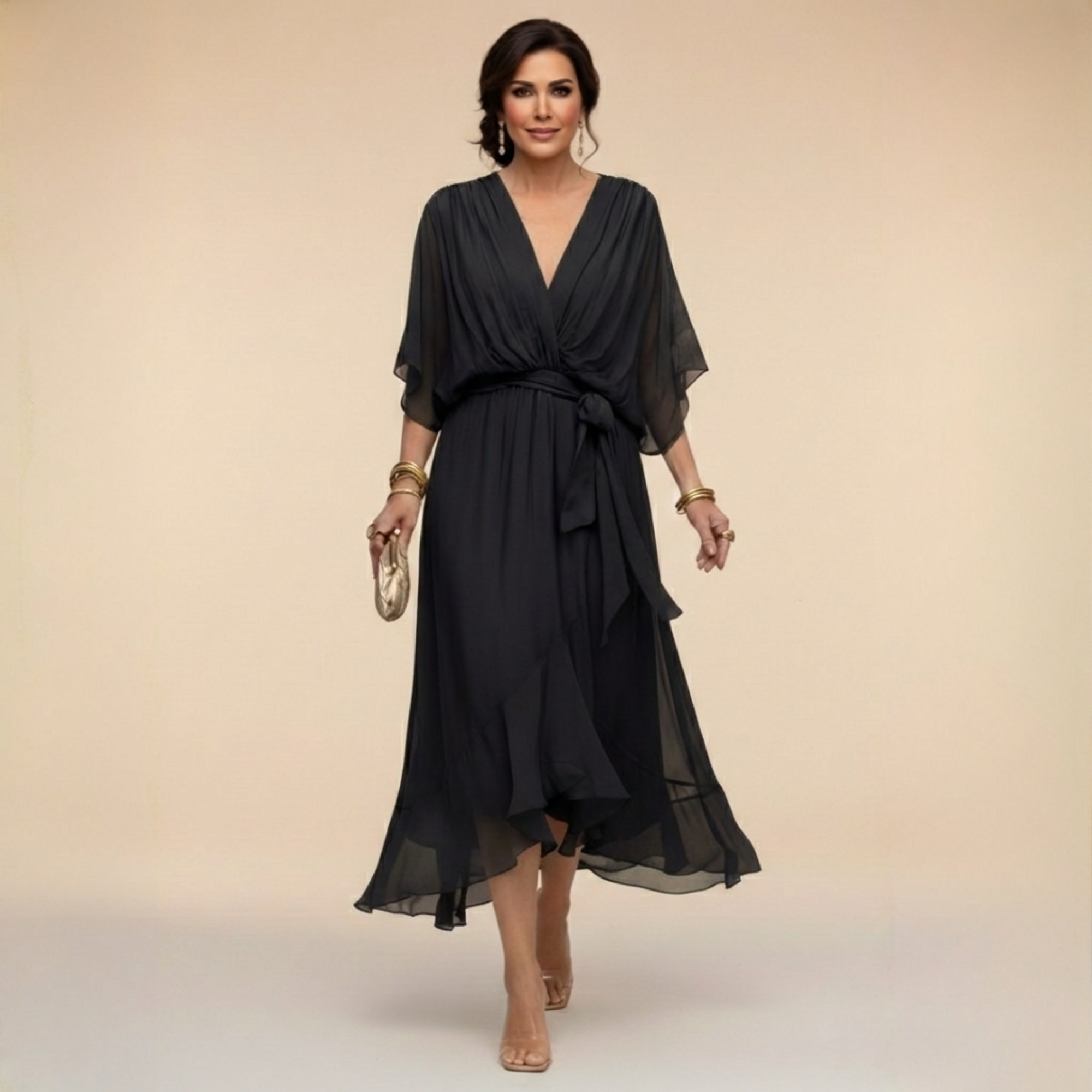 Jessica - Elegantna Haljina s V-Izrezom