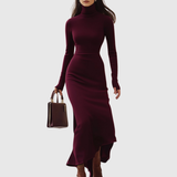 Izabel | Burgundska haljina s rolkom
