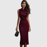 Ruby | Burgundska bezrukavna midi haljina