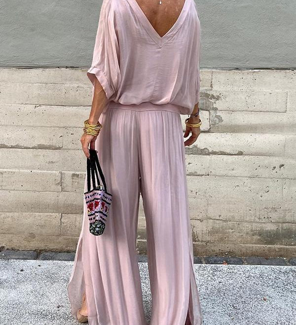Larisa – Elegantan letnji komplet sa širokim pantalonama