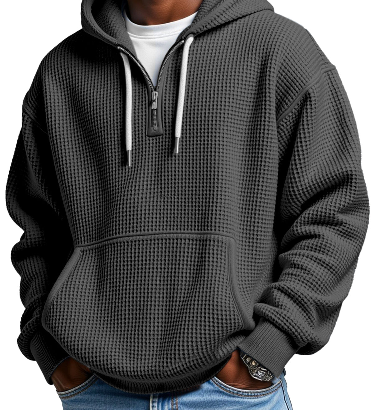 Marek™ | Bluza Waflowa z Zamkiem
