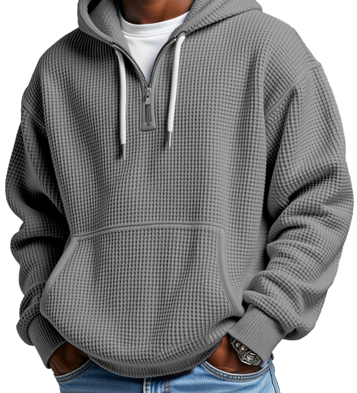 Marek™ | Bluza Waflowa z Zamkiem