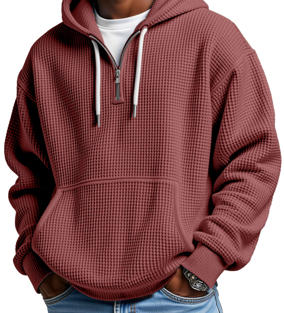 Marek™ | Bluza Waflowa z Zamkiem