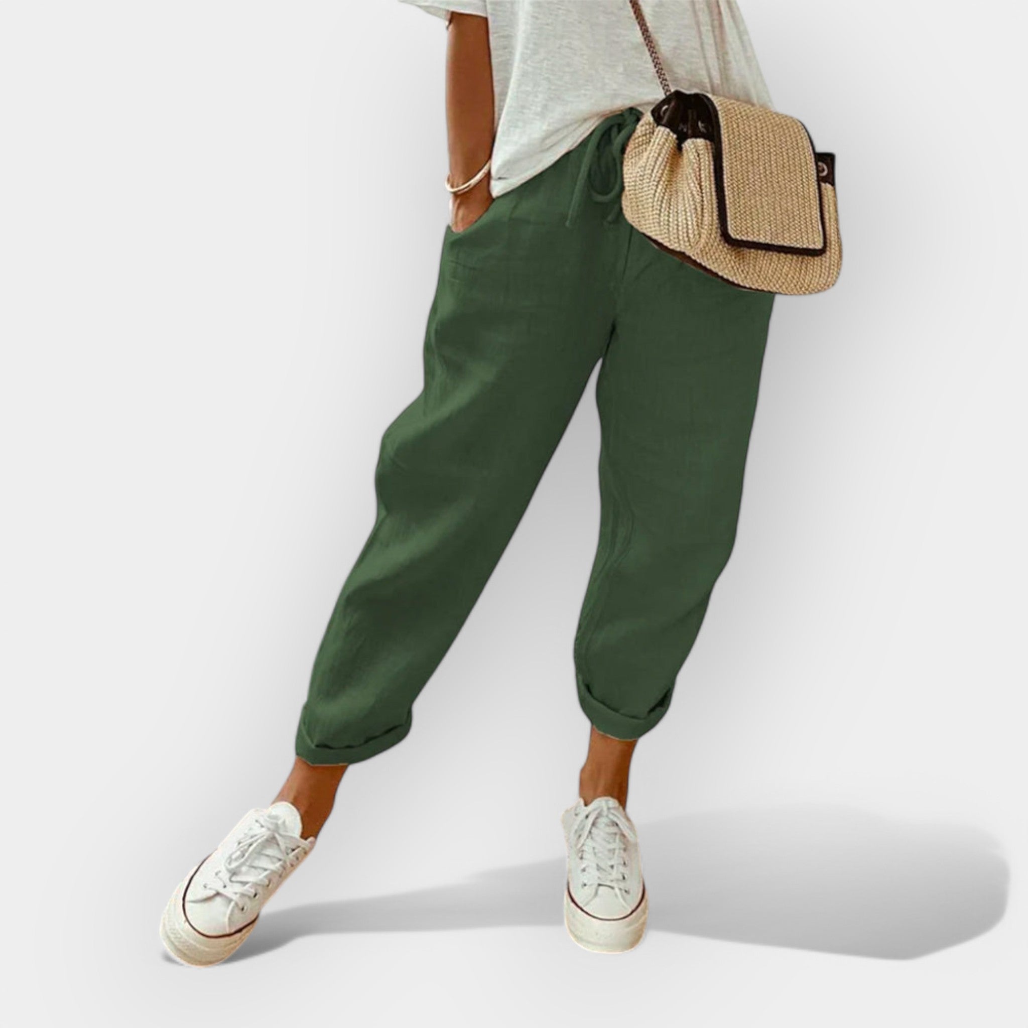 Helga | Stilizovane ležerne lanene pantalone