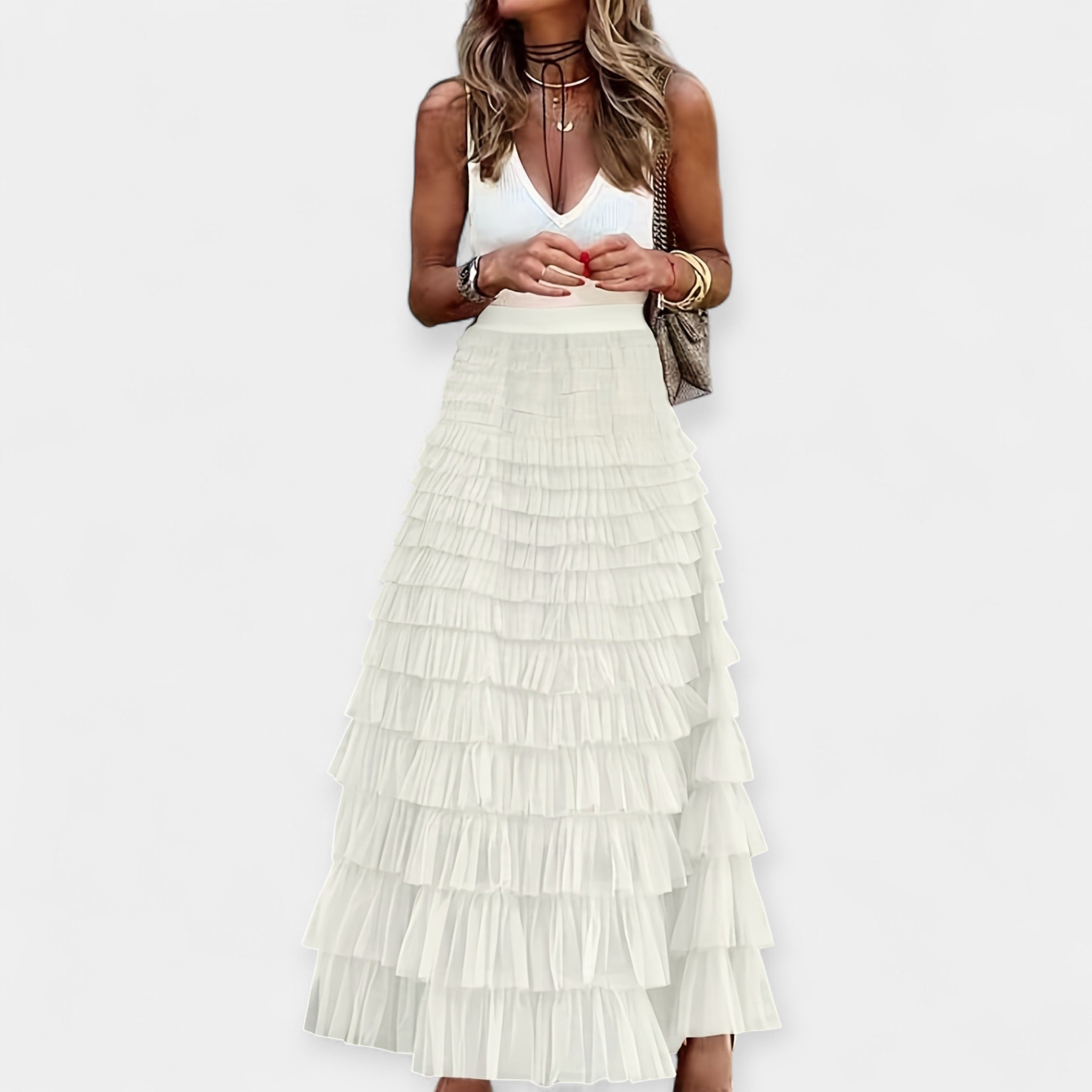 Nina | Boho suknja sa mrežastim rubom
