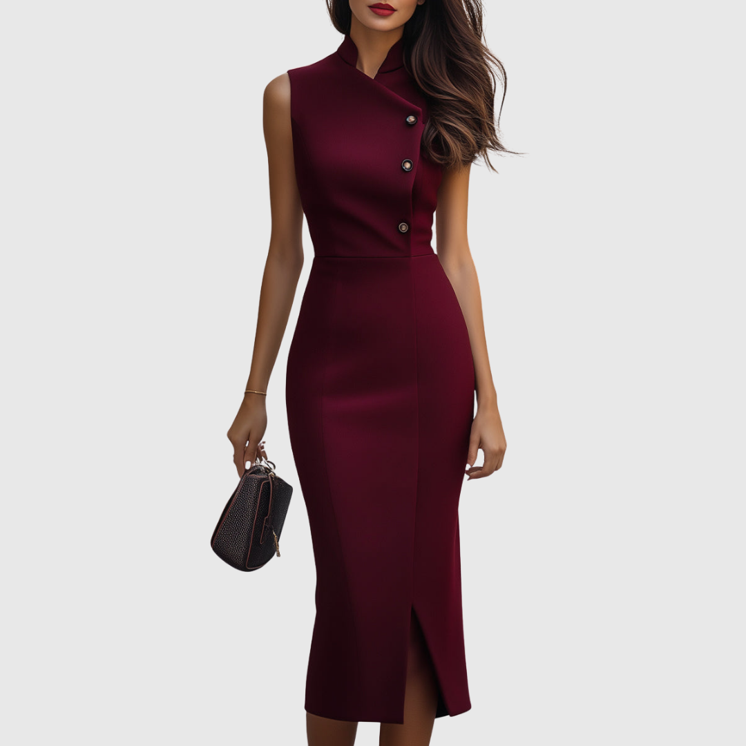 Ruby | Burgundska bezrukavna midi haljina