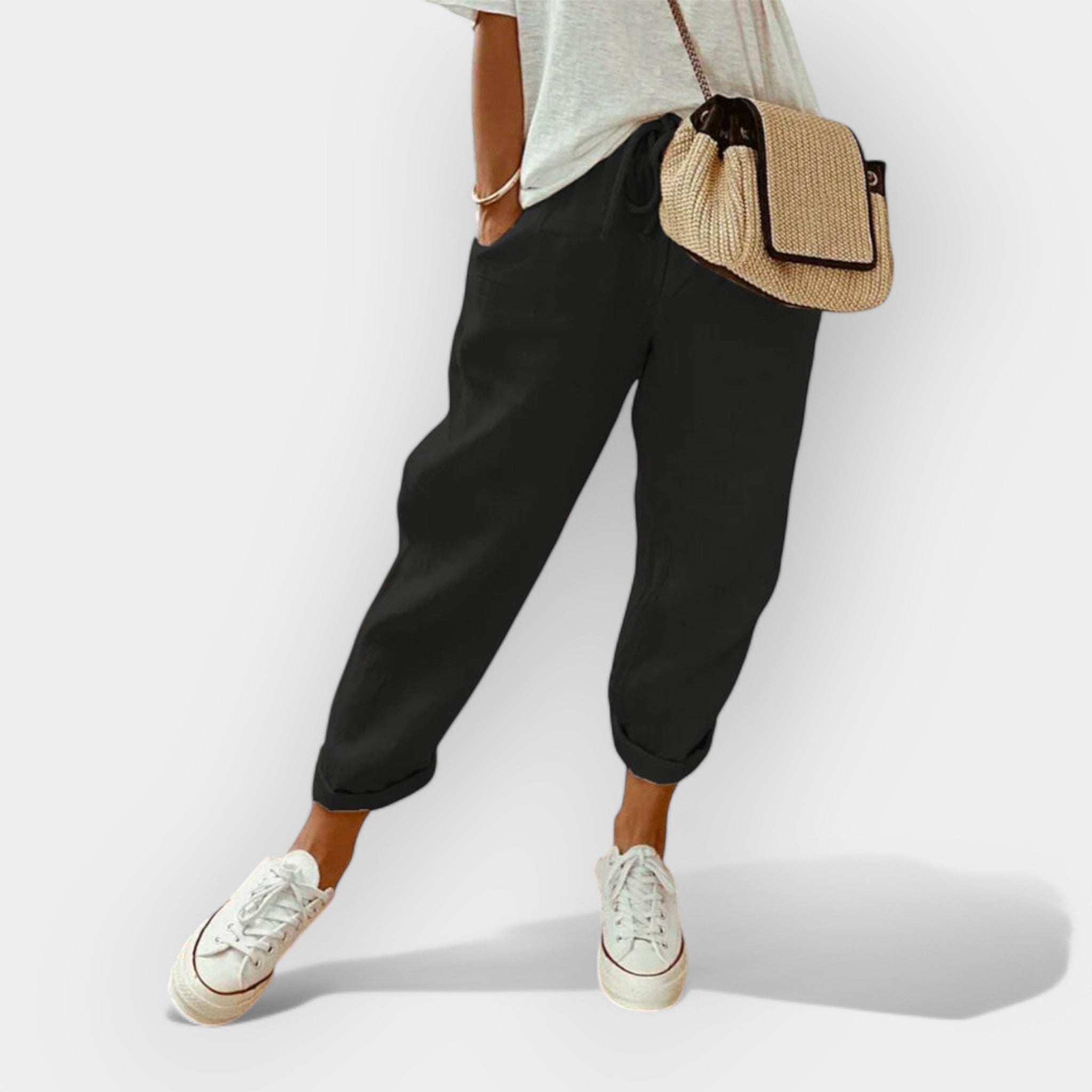 Helga | Stilizovane ležerne lanene pantalone