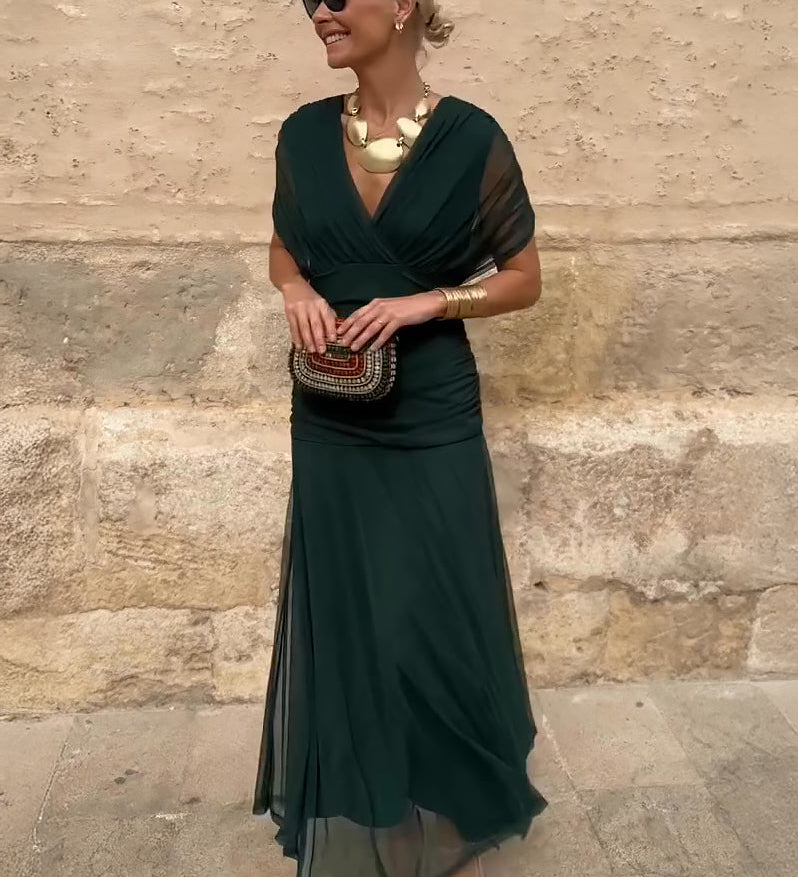 Louise | Elegantna Maxi Pidžama Haljina sa V-izrezom