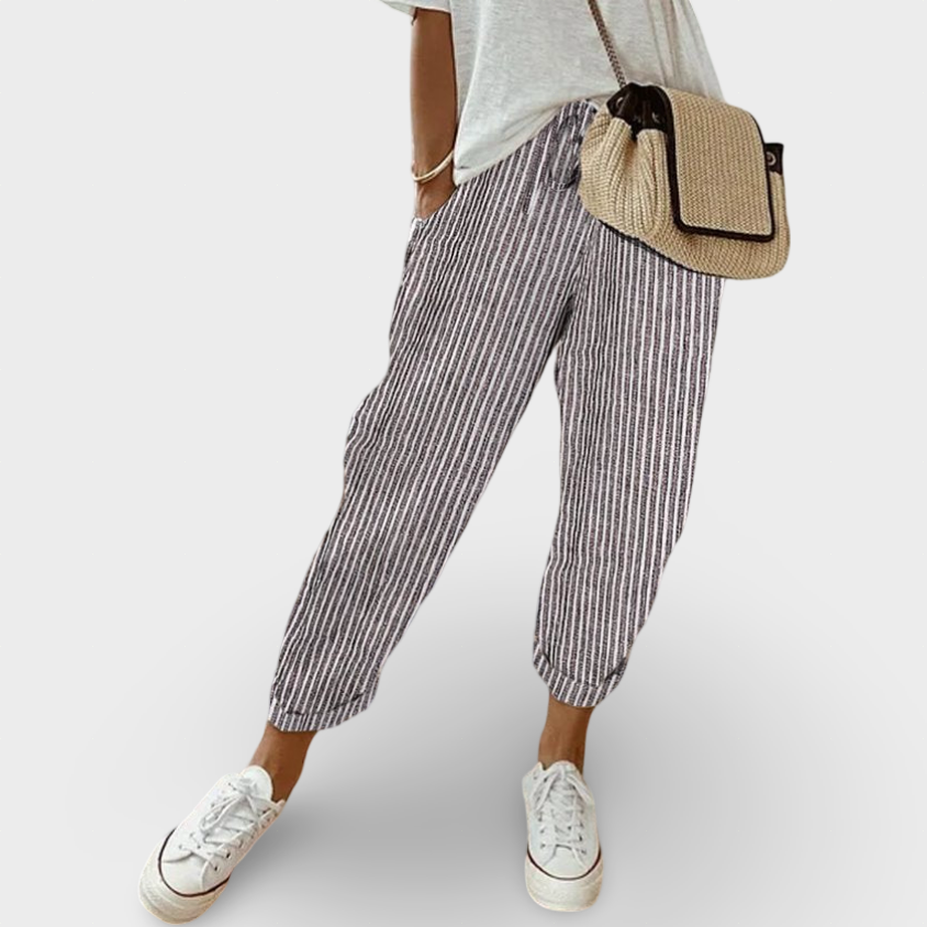 Helga | Stilizovane ležerne lanene pantalone