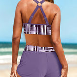 Janette - Bikini s visokim strukom i rebrastim uzorkom