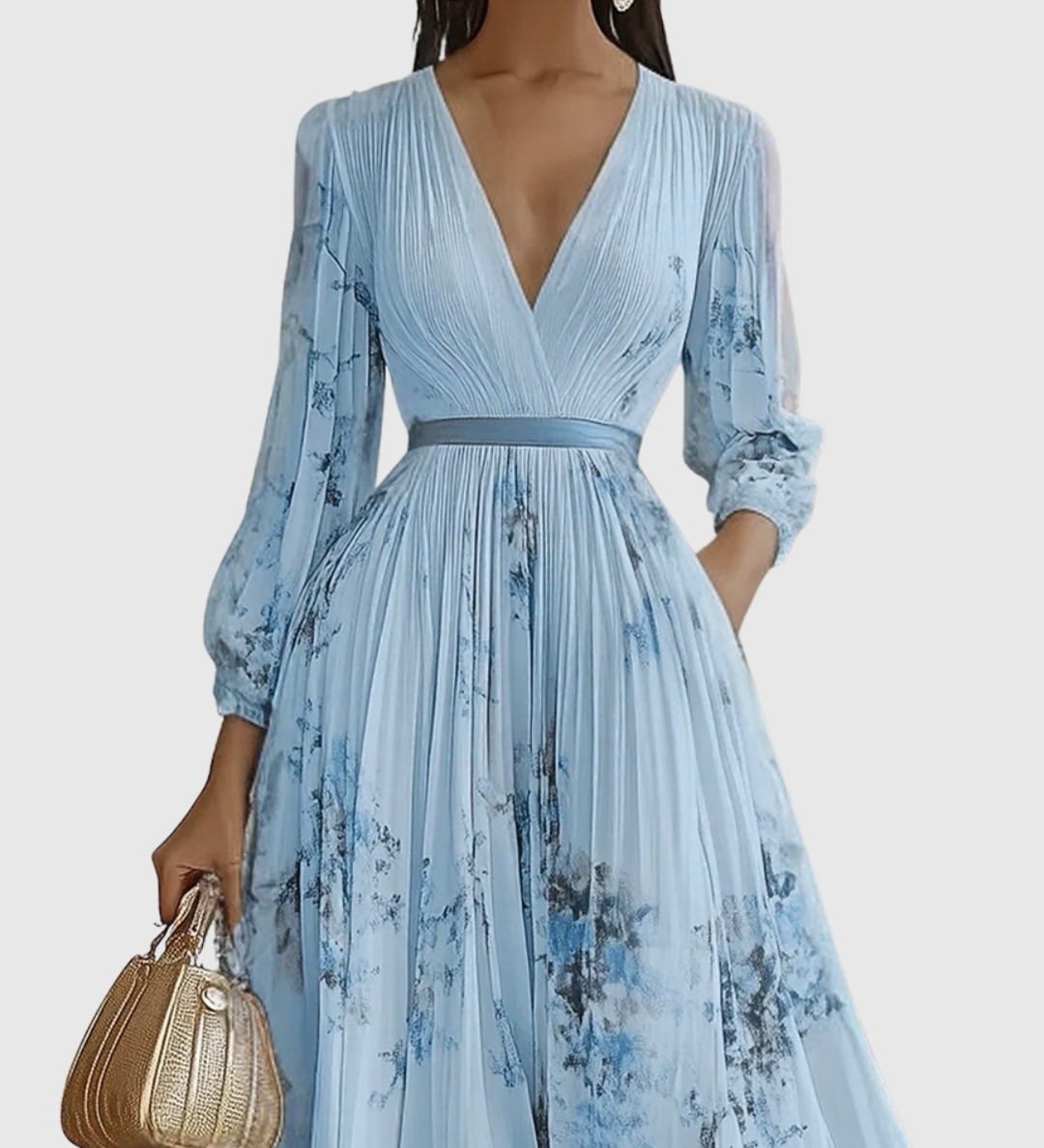 Rowella - Elegantna Maxi Haljina s Plisiranim Detaljima