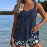 Prugasti dvodelni tankini za plažu