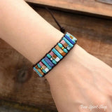 Mix Candy Gemstone Leather Necklace