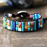 Mix Candy Gemstone Leather Necklace