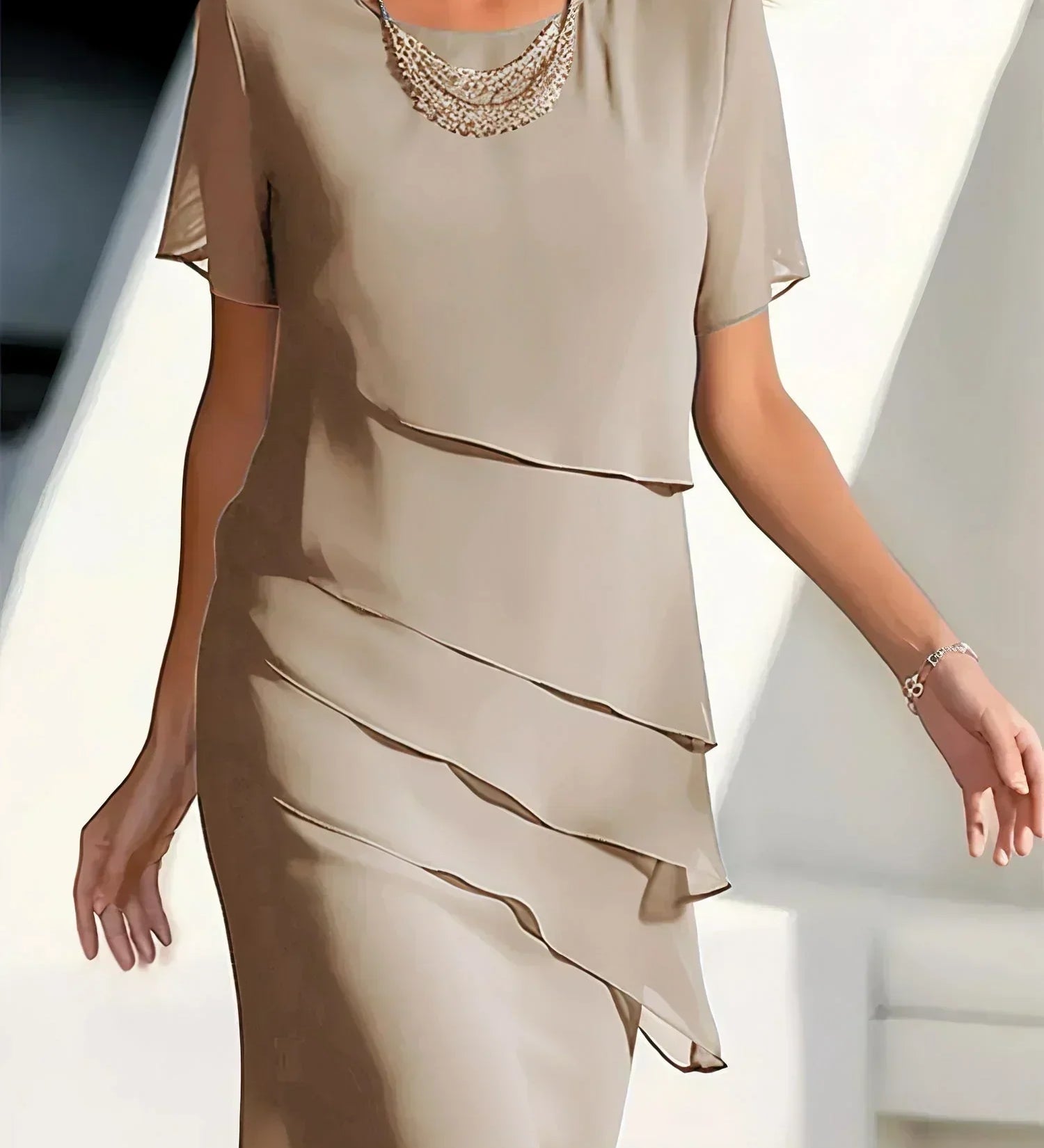 Aria - Vječna Chiffon Haljina s Višeslojnim Dizajnom