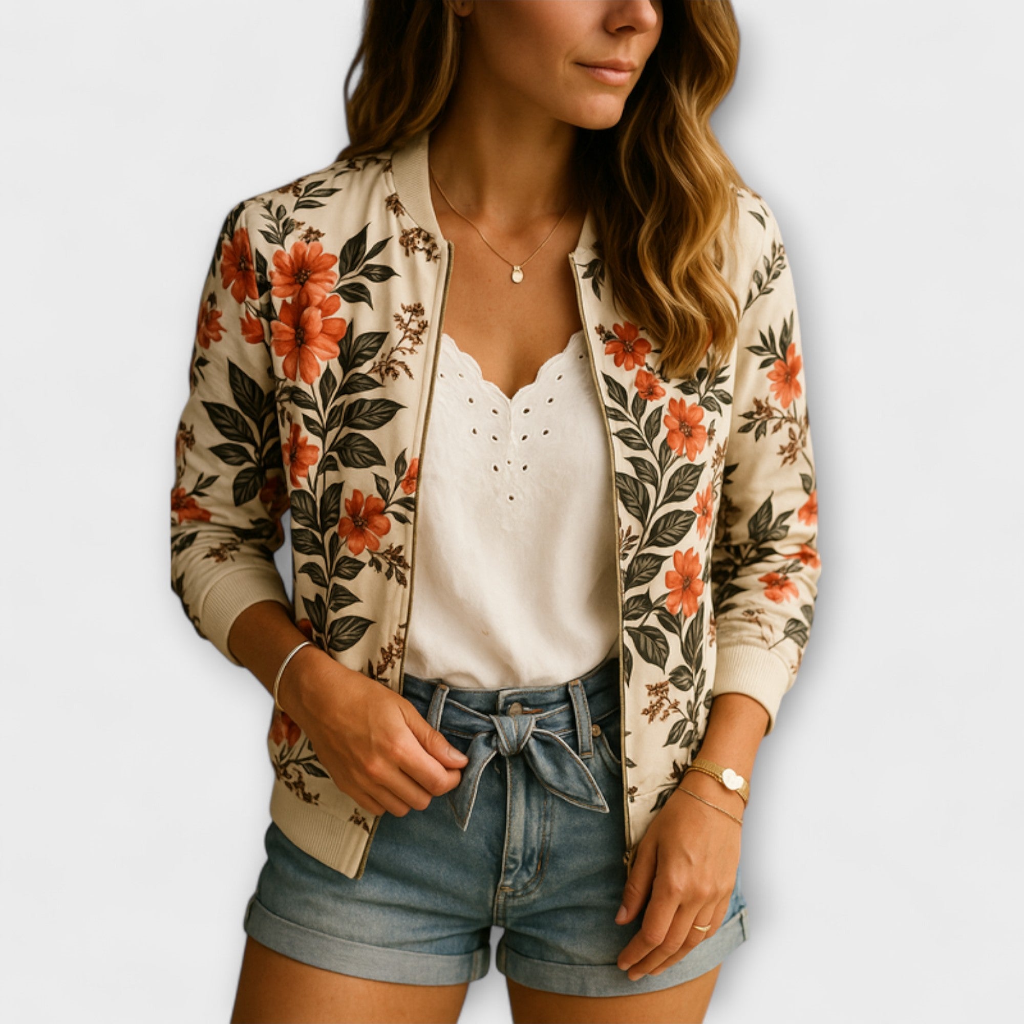 Andreia | Elegantna bomber jakna sa cvetnim uzorkom