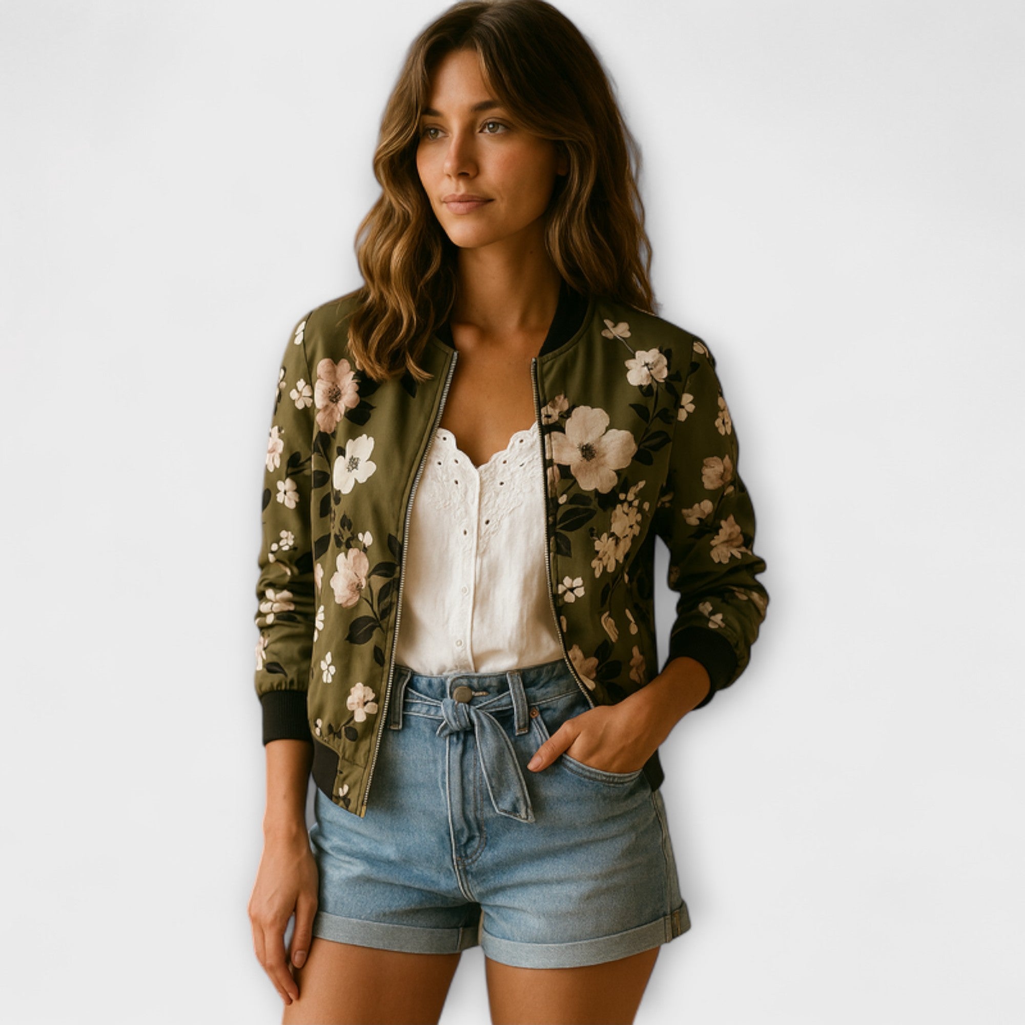 Andreia | Elegantna bomber jakna sa cvetnim uzorkom