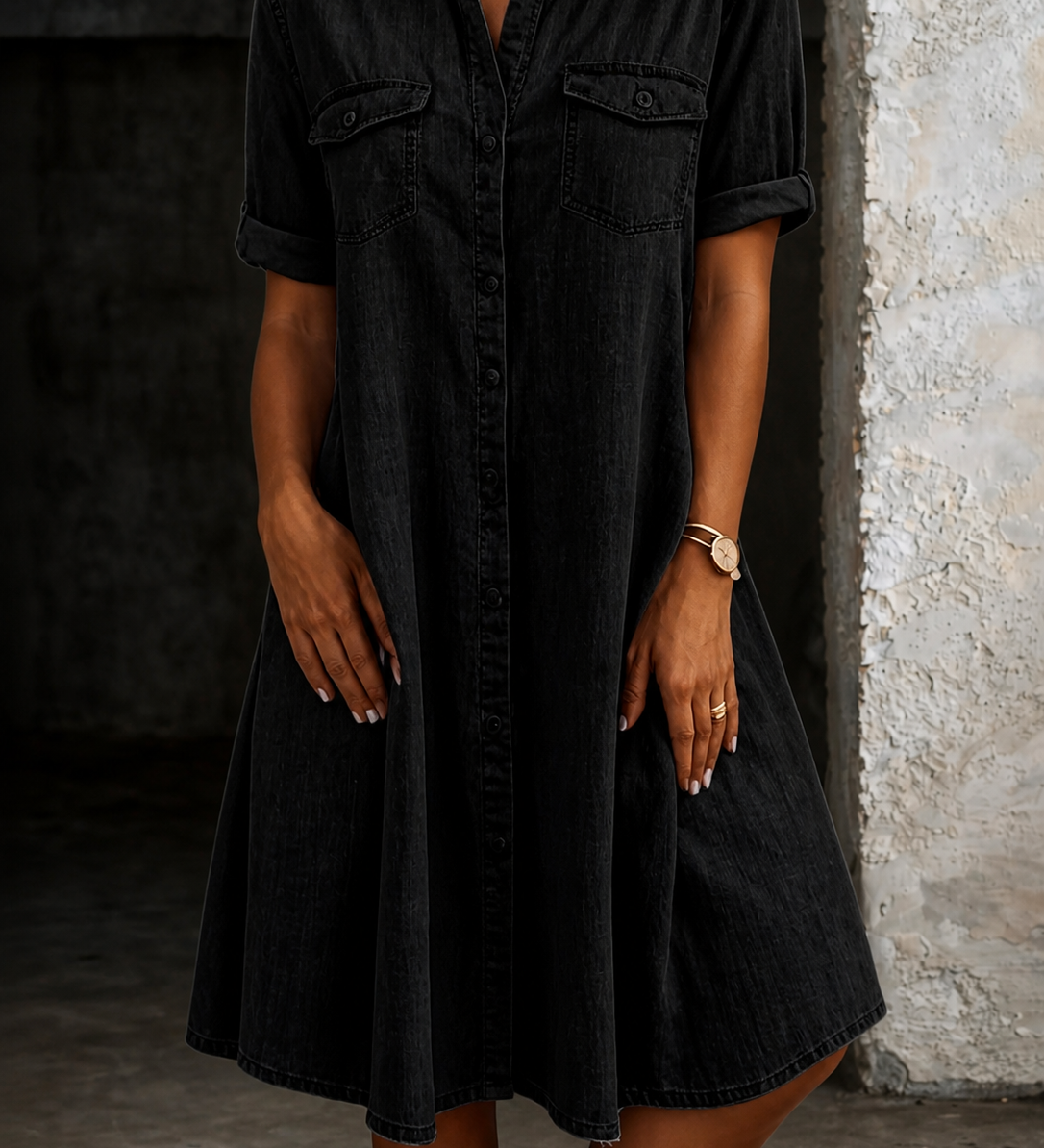Ležerna Denim Midi Haljina | VITHONA
