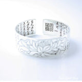 S990 Silver Buddhist Lotus & Heart Sutra Bracelet