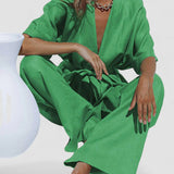 Set oversized pantalona sa vezanjem u struku