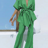 Set oversized pantalona sa vezanjem u struku